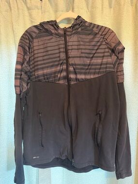 Nike Striped Hooded Performance Windbreaker Jacket - Charcoal & Slate